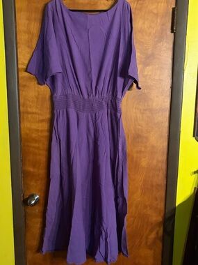 Color Me Cotton VINTAGE Purple  100% USA Cotton Dress Sz L